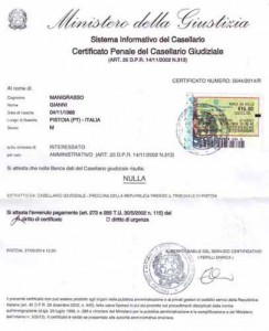 Manigrasso. Certificato del Casellario