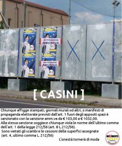 Casini, affissioni abusive