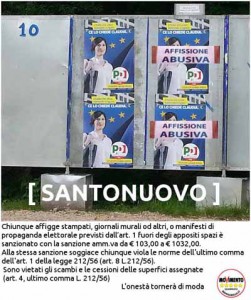 Santonuovo, affissioni abusive