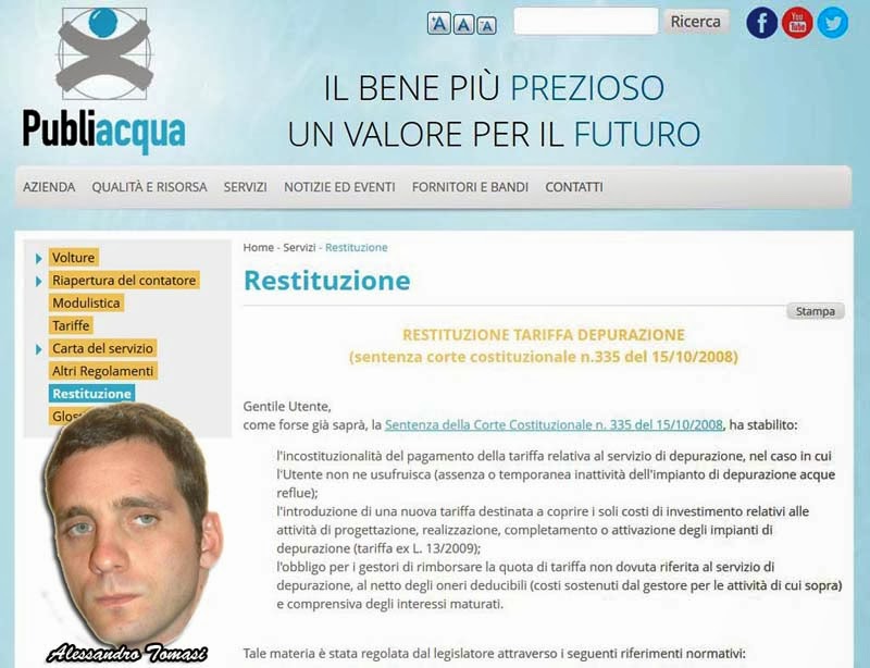 PUBLIACQUA E LA RESTITUZIONE DELLA INDEBITA TARIFFA-DEPURAZIONE