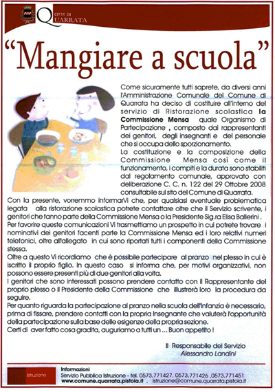 MANGIARE A SCUOLA, OCCASIONI DI PARTECIPAZIONE