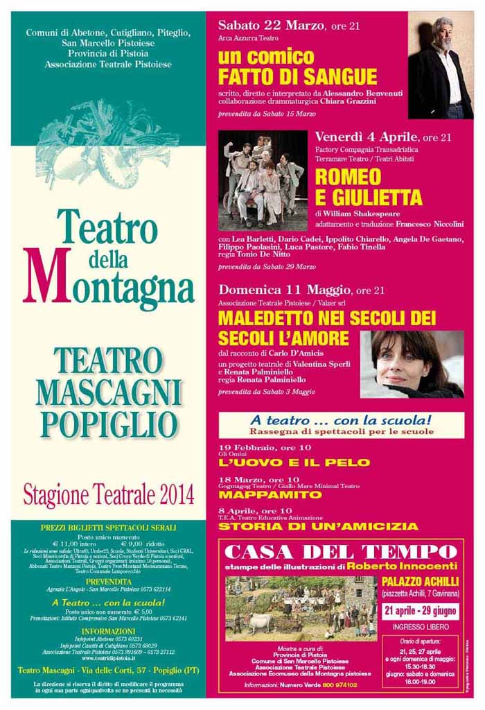 TEATRO MASCAGNI POPIGLIO, AL VIA LA STAGIONE DI PROSA 2014