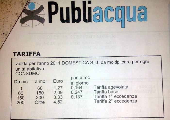 I 5 STELLE E I RIMBORSI DI PUBLIACQUA PER LE QUOTE RISCOSSE E NON DOVUTE PER FOGNATURA