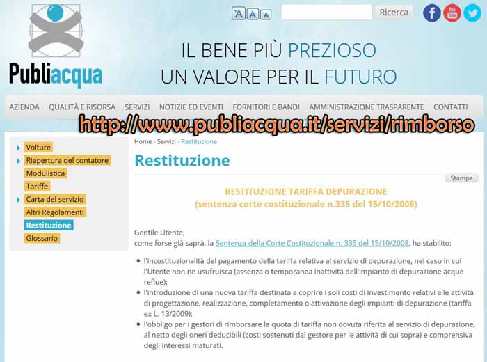 RIMBORSI PUBLIACQUA PER MANCATA DEPURAZIONE: RISPOSTE INSODDISFACENTI