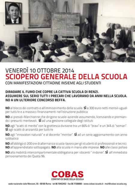 10 OTTOBRE SCIOPERO DEI COBAS-SCUOLA