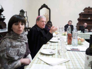 Mons. Fausto Tardelli, Vescovo di Pistoia, durante la cena con i giornalisti per la ricorrenza di San Francesco di Sales