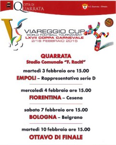 Viareggio Cup, gli incontri previsti a Quarrata.