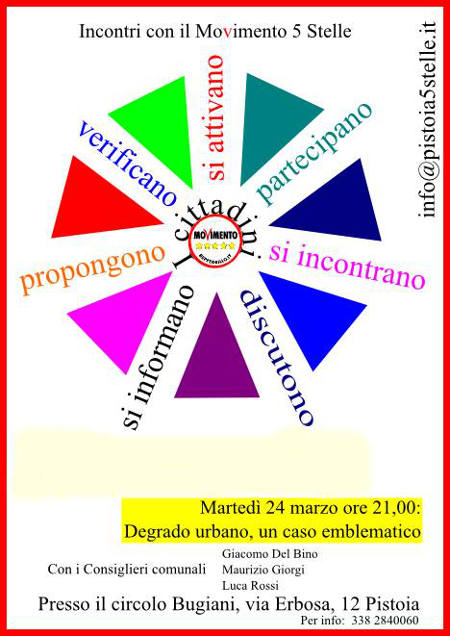 DEGRADO URBANO, INCONTRO PUBBLICO DEI M5S AL BUGIANI