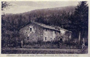 La Casetta Pulledrari nella foresta del Teso in una antica cartolina