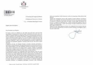 lettera a governo per danni vento