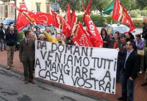 La manifestazione dei sindacati