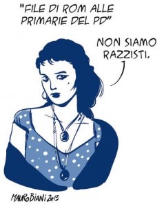 Rom e primarie del Pd, vignetta Mauro Biani