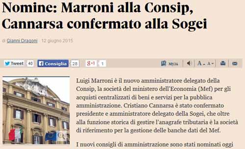 ci fa senso. MARRONI AMMINISTRATORE DELEGATO DI CONSIP