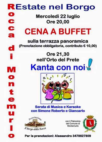 “RESTATE NEL BORGO”, CENA E DIVERTIMENTO ALLA ROCCA