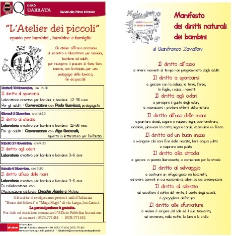 QUARRATA. TORNA “L’ATELIER DEI PICCOLI”