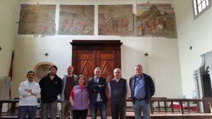 Nella foto da sinistra, Elio Germano, Alessandro Franchi (ass. Il borgo della Rocca), Daniele Piacenti, Lia Crabu (ass. Il borgo della Rocca), l'assessore Giuseppe Forastiero, don Vismara e il sindaco Lorenzini.