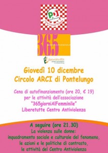 Una cena a sostegno dell'attività dell'associazione 365giorniAlFemminile