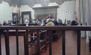 Giurlani parla durante la seduta della Consulta