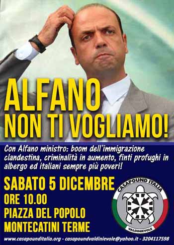 ALFANO A MONTECATINI, CASAPOUND ANNUNCIA CONTESTAZIONE