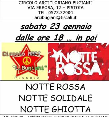 “NOTTE ROSSA” AL CIRCOLO ARCI BUGIANI