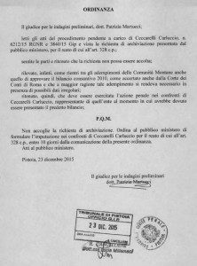 L’ordinanza del Gip dott.ssa Martucci