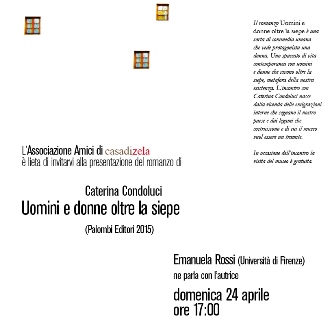 casa di zela. “UOMINI E DONNE OLTRE LA SIEPE”