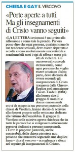 La Nazione, 14 maggio 2016. Risposta a Lgbt