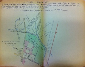 Pianta delle derivazioni delle gore nelle proprietà di Clementina Palandri