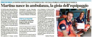 La Nazione, 28 agosto 2016 - Parto in ambulanza