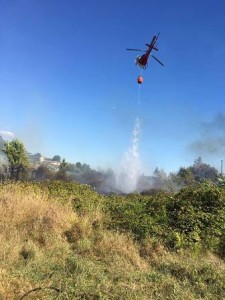 Elicottero in azione ieri pomeriggio a Quarrata