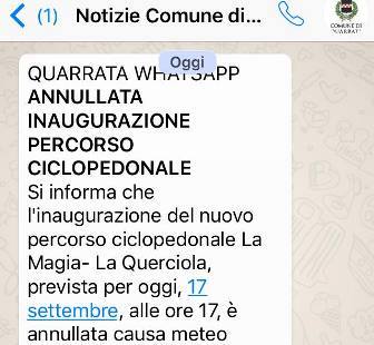 quarrata. SALTA L’INAUGURAZIONE DELLA PISTA CICLOPEDONALE