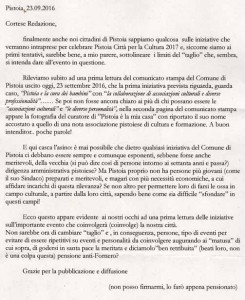 La lettera che ci è giunta