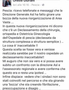 Oreste Giurlani su Fb