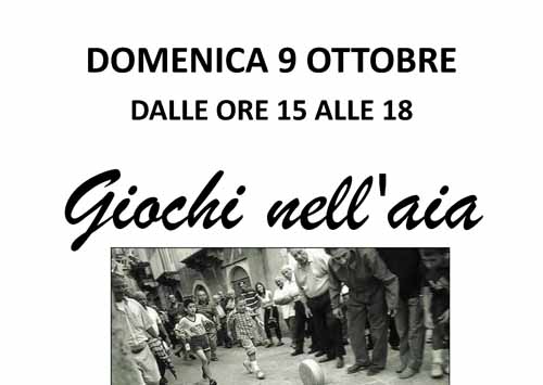 casa di zela. “GIOCHI NELL’AIA”, DOMENICA 9 OTTOBRE