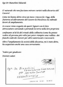 La lettera inviata alla nostra redazione