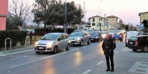 Via IV Novembre a Olmi stamani martedì 17 gennaio