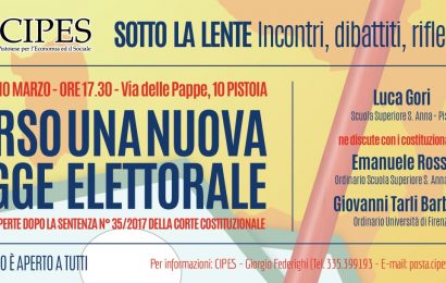 “VERSO UNA NUOVA LEGGE ELETTORALE”, INCONTRO AL CIPES