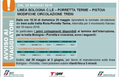 ferrovie. DAL 20 MAGGIO RIAPRE LA PORRETTANA