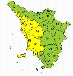 DOMANI ALLERTA SULLA TOSCANA CENTRO-SETTENTRIONALE