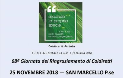 san marcello-piteglio. COLDIRETTI FESTEGGIA LA GIORNATA PROVINCIALE DEL RINGRAZIAMENTO