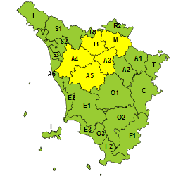 vento. PROLUNGATO IL CODICE GIALLO SU FIRENZE, PRATO E PISTOIA