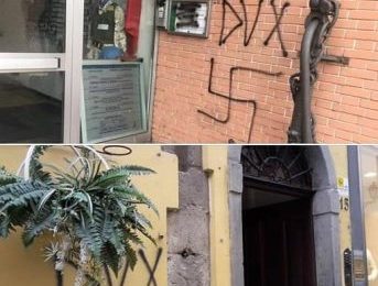 scritte fasciste. “GESTI INACCETTABILI, VIETARE IL CORTEO DI FORZA NUOVA”