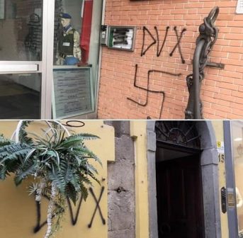 scritte fasciste. “GESTI INACCETTABILI, VIETARE IL CORTEO DI FORZA NUOVA”