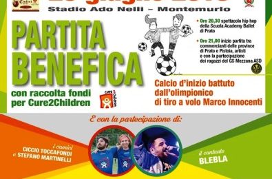 montemurlo. LA PARTITA DELLA SOLIDARIETÀ DONA ALLA FONDAZIONE CURE2CHILDREN OLTRE 700 EURO PER IL PROGETTO ASTORI