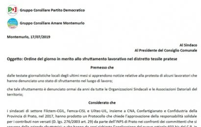 montemurlo. I GIOVANI DEMOCRATICI CONTRO LO SFRUTTAMENTO LAVORATIVO