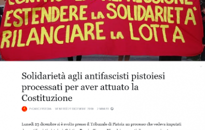 anfifascisti. A PROCESSO PER AVERE ORGANIZZATO UN PRESIDIO DI PROTESTA