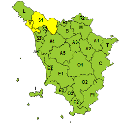 CODICE GIALLO PER PIOGGIA NELLE ZONE SETTENTRIONALI