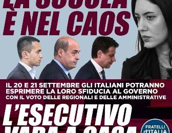 FRATELLI D’ITALIA: “CAOS SCUOLA: COME SEMPRE NE FANNO LE SPESE STUDENTI E FAMIGLIE”