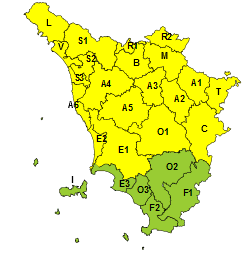 CODICE GIALLO PER TEMPORALI NELLE AREE SETTENTRIONALI E CENTRALI