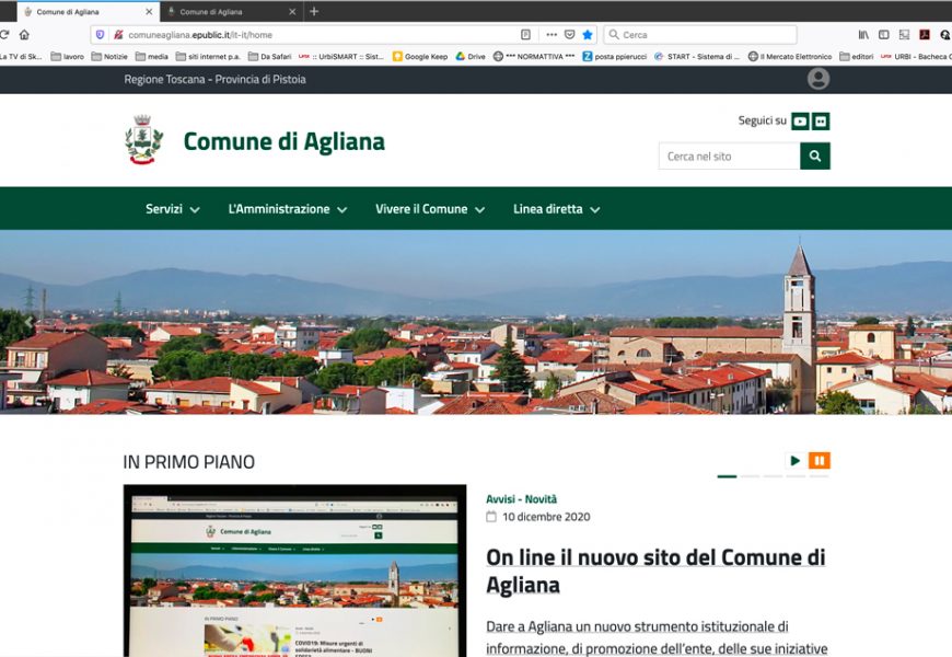 agliana. ON LINE IL NUOVO SITO DEL COMUNE